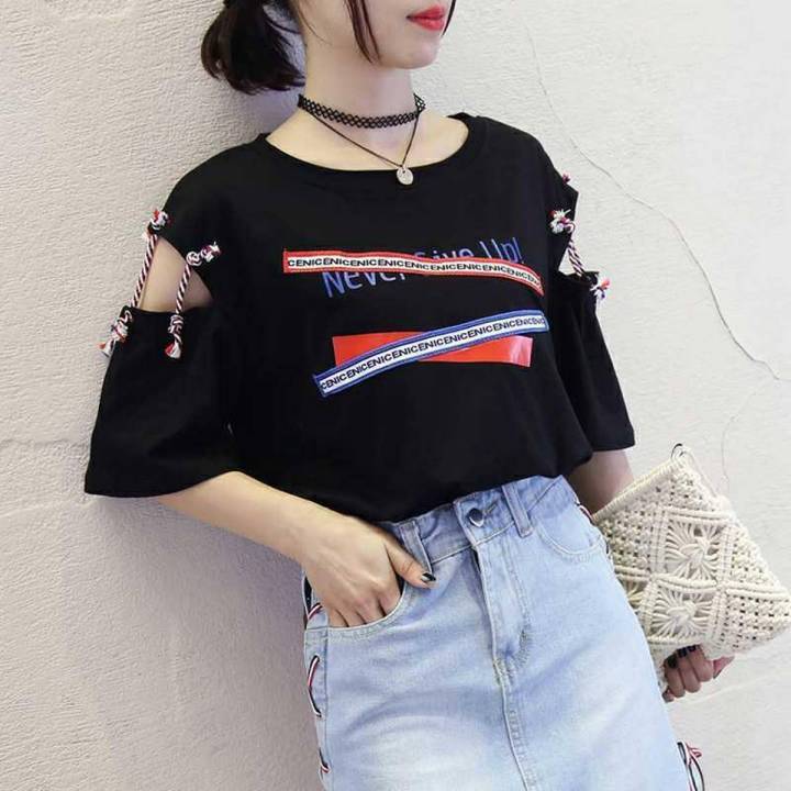 Korean Fashion Best Friend Loading Hong Kong Retro Short Sleeve T Shirt Female Korean Version Harajuku Bf Loose Half-Sleeved Chic Top
