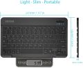 HB030B Universal Slim Portable Wireless Bluetooth 3.0 7-Colors Backlit Keyboard with Built in Rechargeable Battery, Black. 