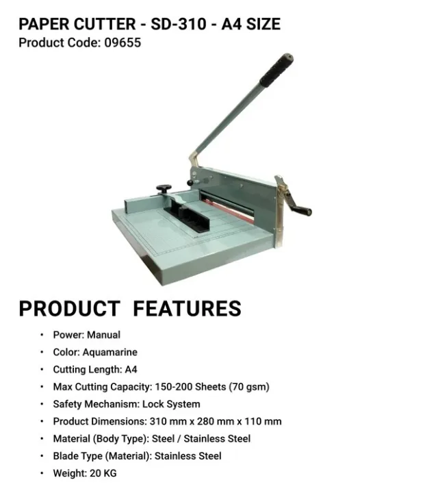Paper%20Cutter%20SD-310%20A4%20Size%20-%20Manual,%20150-200%20Sheets%20Capacity,%20Aquamarine%20Metal%20Body,%20Adjustable%20Ruler,%20Lock%20Safety%20Mechanism,%20Durable%20Steel%20Construction,%208KG%20Weight%20-%20Image%203