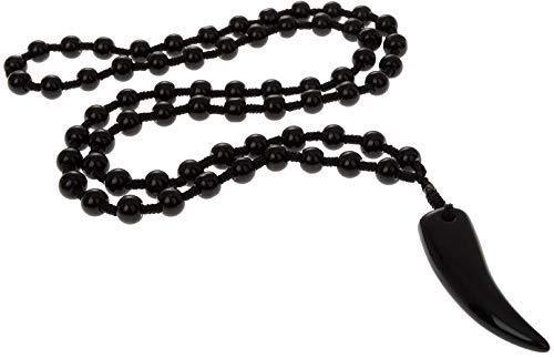 Black Fiber Pendant Mala Necklaces with Round-Shaped Nail Beads For Men and Boy -Pack 01