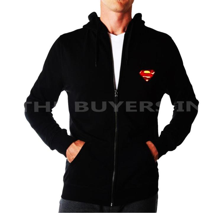 Premium Quality Zipper Hoodie Superman Logo Pull Over Hood Kangaroo Pocket For Men