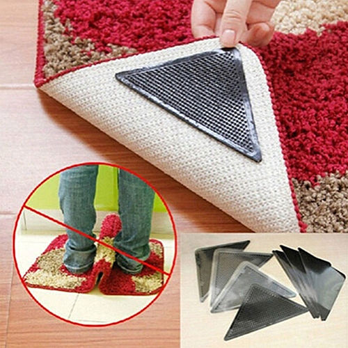Rug Carpet Mat Grippers Non Slip Anti Skid Reusable Washable Silicone Grip 4 Pairs