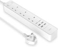 Extension Lead, HAVIT Universal Power Strip With 4 USB Ports (4.6A) + 3 Way Outlets (3250W/13A) Surge Protector Power Extension Plug,  Intelligent Charging with 5.9ft Power Cord (C763, White).. 
