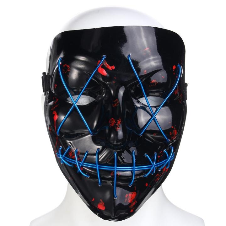 LED Light up Flash EL Wire DJ Party Raver Scary Mask Halloween Costume ...