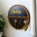 Personalized Name Wooden Key Holder & Jewelry Orgainzer, Round Middle Eastern Design Wooden Key Hanger, Black & Gold Jewelry Organizer, Home Decor Wall Art, Personalised Wall & Home Decoration. 