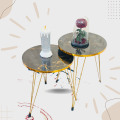 Coffee Table - Round coffee table - Table - Round table - Side table - Side table decoration - Stylish Collection of 1, 2, or 3 with Metal Stand - HIGH Gloss Nesting End Tables.- 3 Piece Modern Nesting Table Living Room. 
