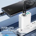 【2024】 5 Ports GaN Charger USB PD Muti Plugs Ports Quick Charging Charger Mobile Phone Type C Wall Adapter for iPhone 15 Xiaomi Samsung. 