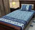 Bed Sheet Cotton Single Bed Sheet Set-2Pcs in Blue and White Color.. 