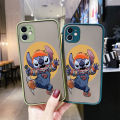 chenyyka For VIVO S5 Case With Side New Design Frosted Transparent Hard Square Edge Phone Case Pattern Silicone Casing Cartoon Cute Stitch Full Cover Camera Protection Cases Shockproof Softcase. 