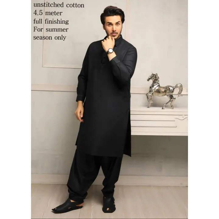 black cotton unstitched for men