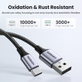 UGREEN 3A Fast Charging USB-A to USB-C Cable (0.25m-3m), Nylon Braided Type C Charger Cord for iPhone 16/15 Pro Max, Galaxy S25/S24 Ultra, Xiaomi 15 Pro (Durable & Tangle-Free). 