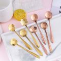 8 Diffient Pattern Rose Red for Sugar Ice Cream Coffee Dessert Bar tools Stainless Steel Mixing Spoon Flower Spoon Set Soup Spoon Cutlery Set Teaspoon. 