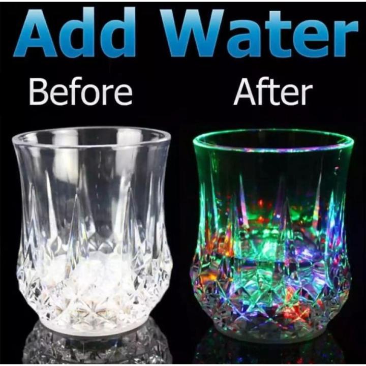 Magic LED Multicolor Changing Flash Light Up Cups Party Glittering Glass Water Flashing Shots Light Drinking Glowing