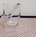 Glass Ice Bucket with Transparent Plastic Tong. 