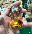 Gold Stand Crystal Rotating Earth & Oceans Paper Weight Globe -Perfect for home and Office Decoration. 