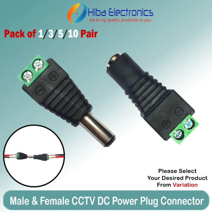 DC Power Connector Plug Jack Male Female Socket Barrel 2.1mm x 5.5mm Adapter for CCTV Camera LED Strip Supply Terminal