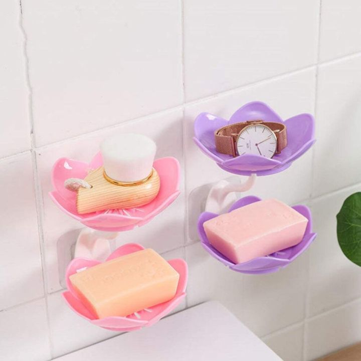 Wall-%20Mounted%20Drain%20Soap%20Box%20Double%20Layer%20Flower%20Shaped%20Soap%20Tray%20Removable%20Soap%20Dish%20Non-%20Slip%20Storage%20Self-%20Adhesive%20Bathroom%20Accessories%20-%20Image%205