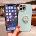 FELMYST Free Lanyard With Ring Case For Samsung Galaxy Note 10 Plus 5G Fashion Clover Diamond Luxury Metal Plating Holder Stand Soft Mobile Phone Casing Square Girl Gift Square Shockproof Back Cover. 