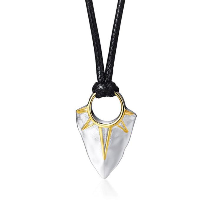 Men Jewelry Sun Arrow Pendant Necklace In Stainless Steel Arrow Head With Adjustable Rope Chain