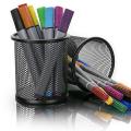 Pen Jar metal mesh round clip and stationery organizer for office table and home use. 