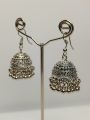 Desi style fine quality silver jhumka; trendy jewelery for party or festive wear. 