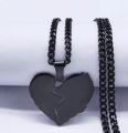 Heart broken pendant for women , New style trendy jewellery , Single chain locket , Stainless steel heart shape necklace  , Elegant Heart-Shaped Locket Necklace – Classic Silver Pendant in Black , Golden , Silver colors , Stainless link chain. 