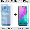 Infinix Hot 10 Play Full Black 9D|5D|6D|10D|11D|21D Tempered Glass Screen Protector Full Glue Edge To Edge + Back Matte Protector Soft Skin Sheet Soft Film Protection For Infinix Hot 10 Play. 