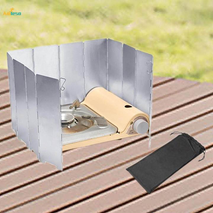 Pare-vent Camping Poêle - Acier Inox 304 - 27 Cm - Pliable - Protection Vent Pour Réchaud - 6