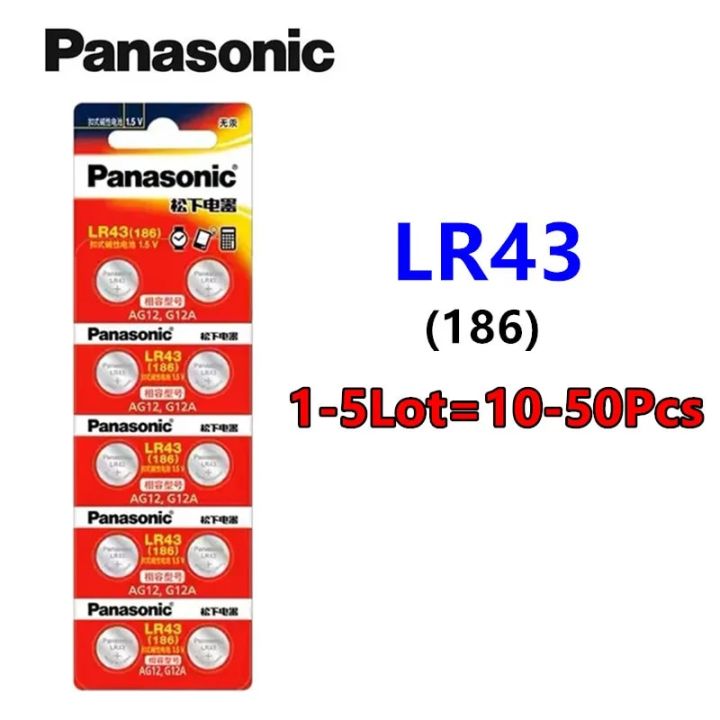 10-50pcs Original Panasonic LR43 186 AG12 386 SR1142/LR1142 SR43 301 12GA 1.5V Alkaline Button Cell Battery For Watch Calculator