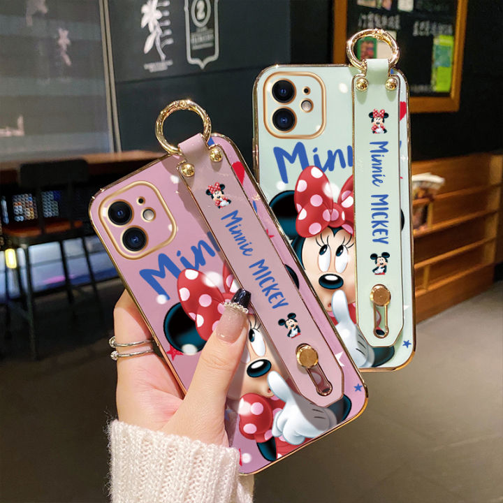 YIWESAN%20For%20Infinix%20Hot%209%20Play%20Case%20With%20Wristband%20New%20Design%20Phone%20Case%20For%20Girl%20Women%20Thin%20Pattern%20Cartoon%20Minnie%20Shockproof%20Plating%20Silicone%20Casing%20Full%20Cover%20SoftCase%20Protection%20Cases%20-%20Image%207