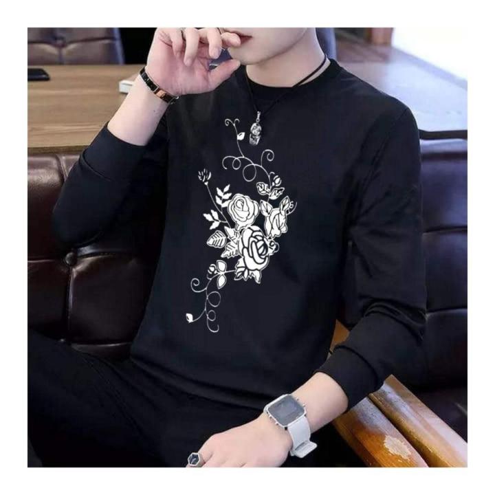 T Shirt Men Autumn Winter Men Long Sleeve T shirt Stripe Shirt New Tshirt T Shirts O Neck Casual Black Daraz.pk