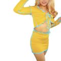 Women's Pleated Half-Dress, High-Waist Skirt Suit, Casual Party Girl Short Lace-up Cropped Top. 