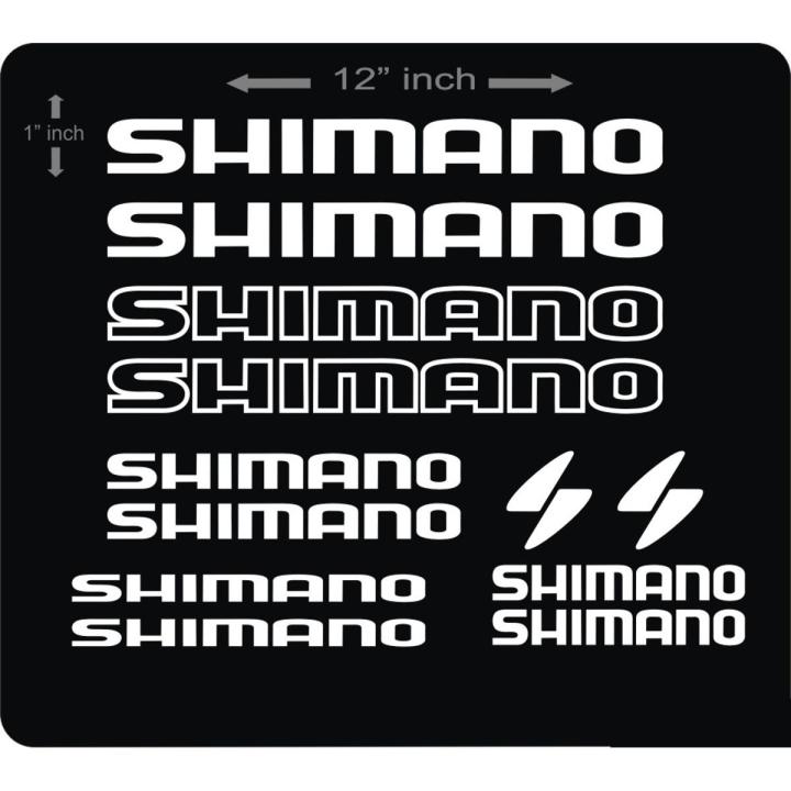 Push Bike Cycle Stickers SHIMANO Mountain Bike Luminous Reflective White Plotter Cutting Stickers 10 Piece Full Set
