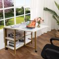 Folding Dining Table with 2 Storage Open Shelf,Drop Leaf Extension Dining Table,Top Folding Kitchen Table, Side Table , Writing Table. 