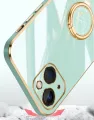 For OPPO A11k Back Cover with Ring Holder Stand + Wrist Strap Shiny Plating Square Bumper Protective Case Soft Silicone Shockproof Mobile Phone Cases. 