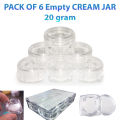 pack of 6 Empty Cosmetic Containers With outer Acralic Box Makeup Face Cream Pot Jar Refillable Cosmetic 20 gm. 