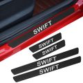4 PCS Swift Car Door Sill Protector 3D Carbon Fiber Scuff Protective Door Sill Cover Panel Sticker, Car Stickers, Stickers for Car. 