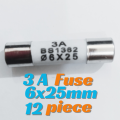 3 A Domestic Fuses 12Pcs British Plug Top Household Mains 3 amp Cartridge Fuse 6mm x 25mm. 
