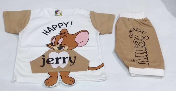 T-Shirt%20And%20Short%20Pant%20Jerry%20Cartoon%20Character%20For%20Kids%20Baby%20Boys%20And%20Girls%20Round%20Neck%20Short%20Sleeves%20Tee%20Tops%20Clothes%20Sets%20Dresses%20Outfit,%20Summer%20Friendly%20Fabric%20-%20Image%203