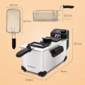 Deep Fat Fryer 2200W, 3.5 Litre Deep Fryer Easy Clean, with Viewing Window, Stainless Steel, Temperature Control, Removable Oil Basket, Silver Deep Fryer 3.5L Capacity. 