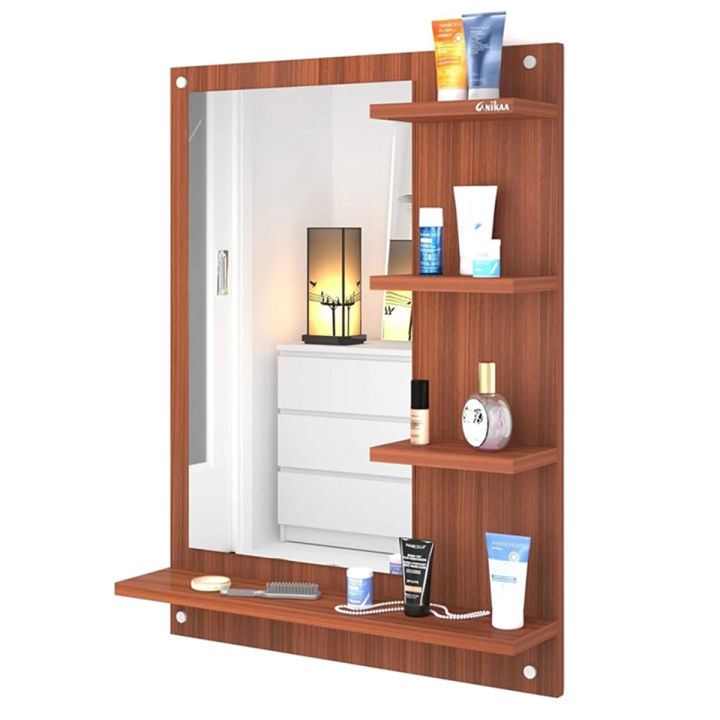 Wooden Dressing mirror with 4 shelves, looking mirror new modern DIY space saver dressing mirror table