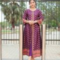 Smars Fashion  Stitched Printed Silk Open frock Maxi 2pc Dress for Women and Girls. 