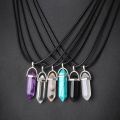 Natural Stone Necklace Hexagonal Column Pendant Natural Crystal Pendants Hexagonal Column Bullet Hexagonal Women. 