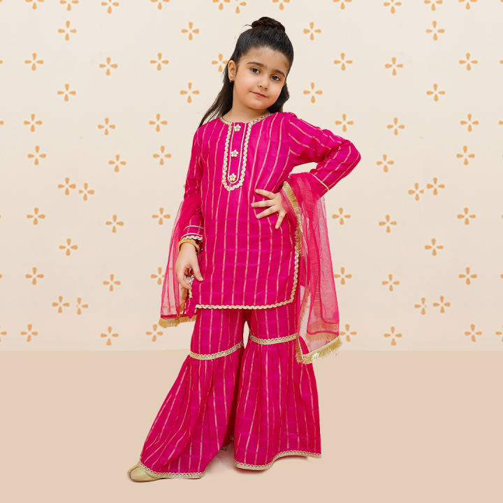 Modest Kids/Girl 03-Piece Stitched Cotton Set