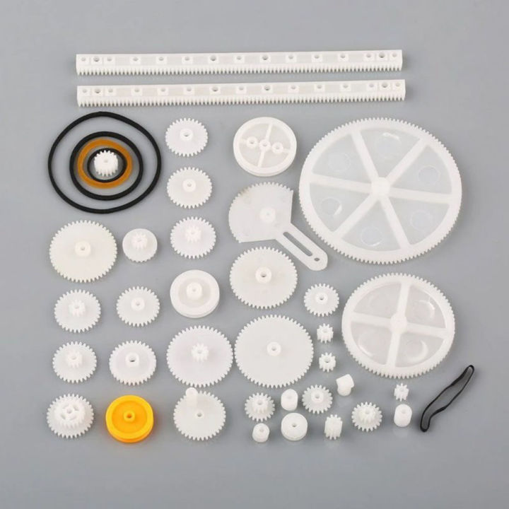 34PCS - Plastic Gear, rack, pulley, belt, Worm gear, Single-and double-gear, 8-56 teeth