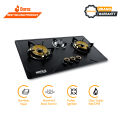 HANCO Tempered Glass Hob with Brass Burners (Model 607) - Auto Ignition Stove - Gas Type NG and LPG. 