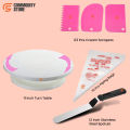 Cake Turntable Set, 11-Inch-High Quality Rotating Cake Turntable, 12 Inch Steel Spatula, 3 Cake Cream Icing Scraper Spatula Set, 10 Disposable Icing Piping Bags, Cake Rotating Turntable, Cake Decorating Supplies – Commodity Store. 
