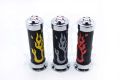 Motorcycle Handle Bar Grip Bike Hand Grip Rubber Skull Head Flame Universale. 