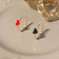 Europe and America ins Drop Oil Love Ring Set Japanese and Korean Simple Metal Peach Heart Ring 2 Set Personality Couple Couple Rings. 