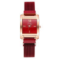 New CCQ Magnetic Buckle Casual Quartz Women's Watch Creative Rose Gold Square Dial All-Match Watch. 